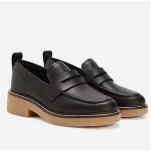 NWOT Everlane Black Leather Penny Loafers 9 Gum Sole Flats Academia 90s Y2K